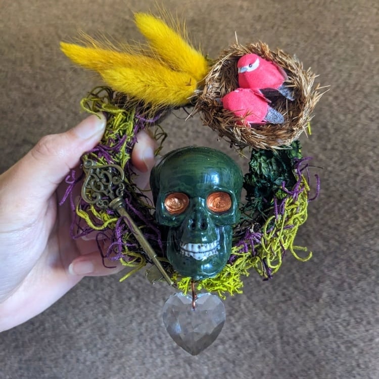 Image of Mini Grief Wreath (green skull)