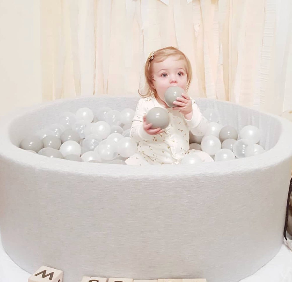 grey soft ball pit