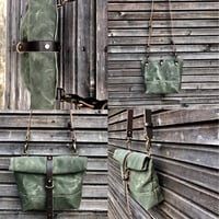 Image 1 of Waxed canvas day bag / small messenger bag / canvas satchel