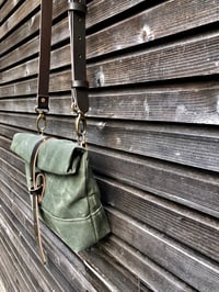 Image 3 of Waxed canvas day bag / small messenger bag / canvas satchel