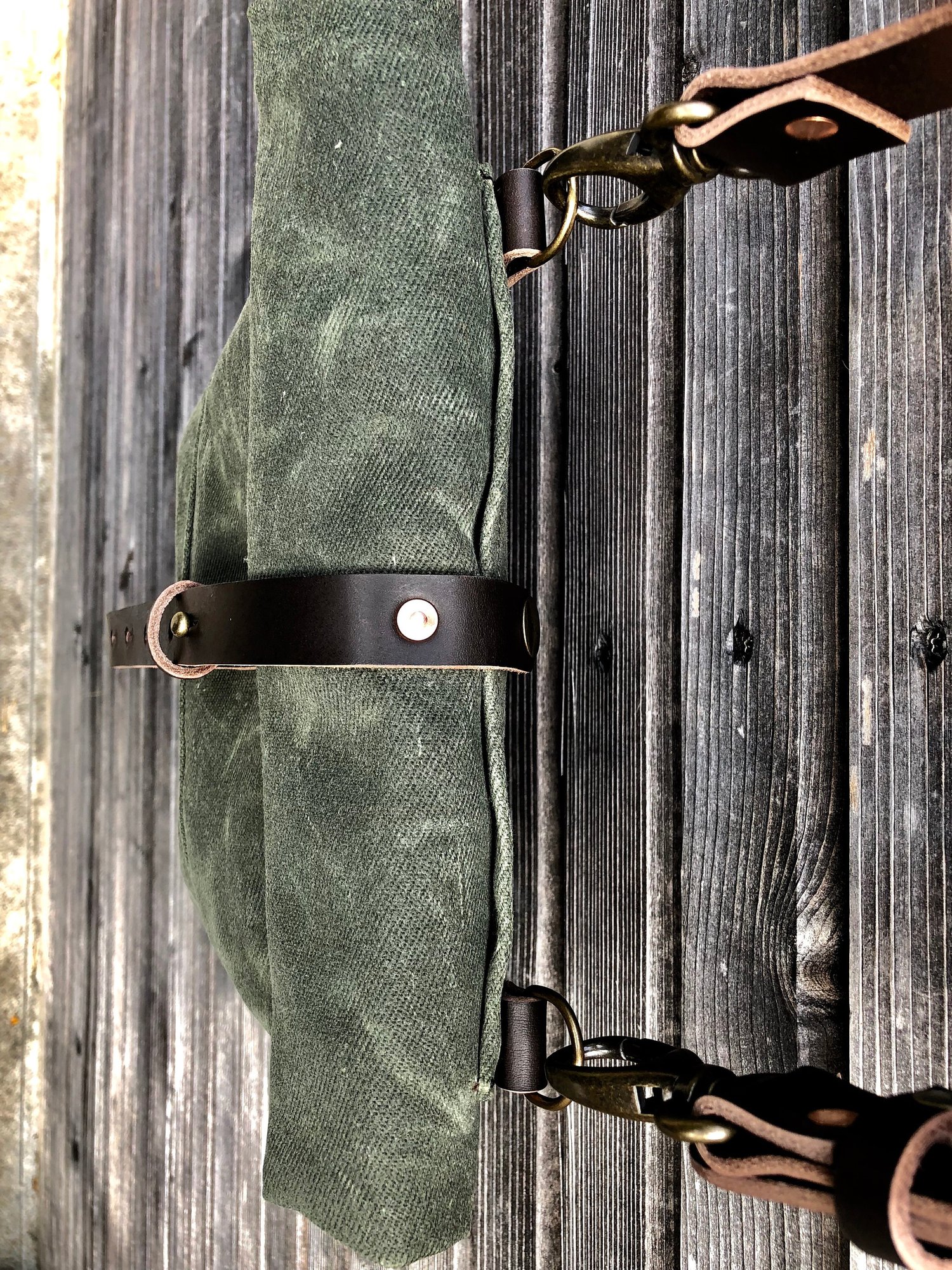 Image of Waxed canvas day bag / small messenger bag / canvas satchel