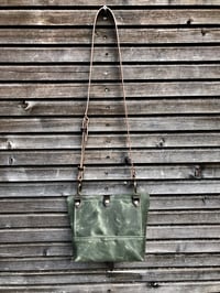 Image 5 of Waxed canvas day bag / small messenger bag / canvas satchel