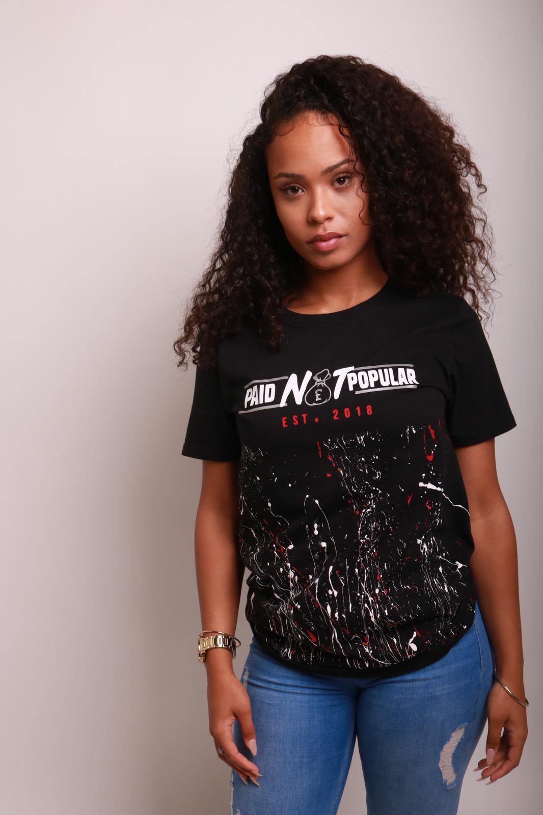 Image of Black Relective 'Paid Not Popular' T-Shirt