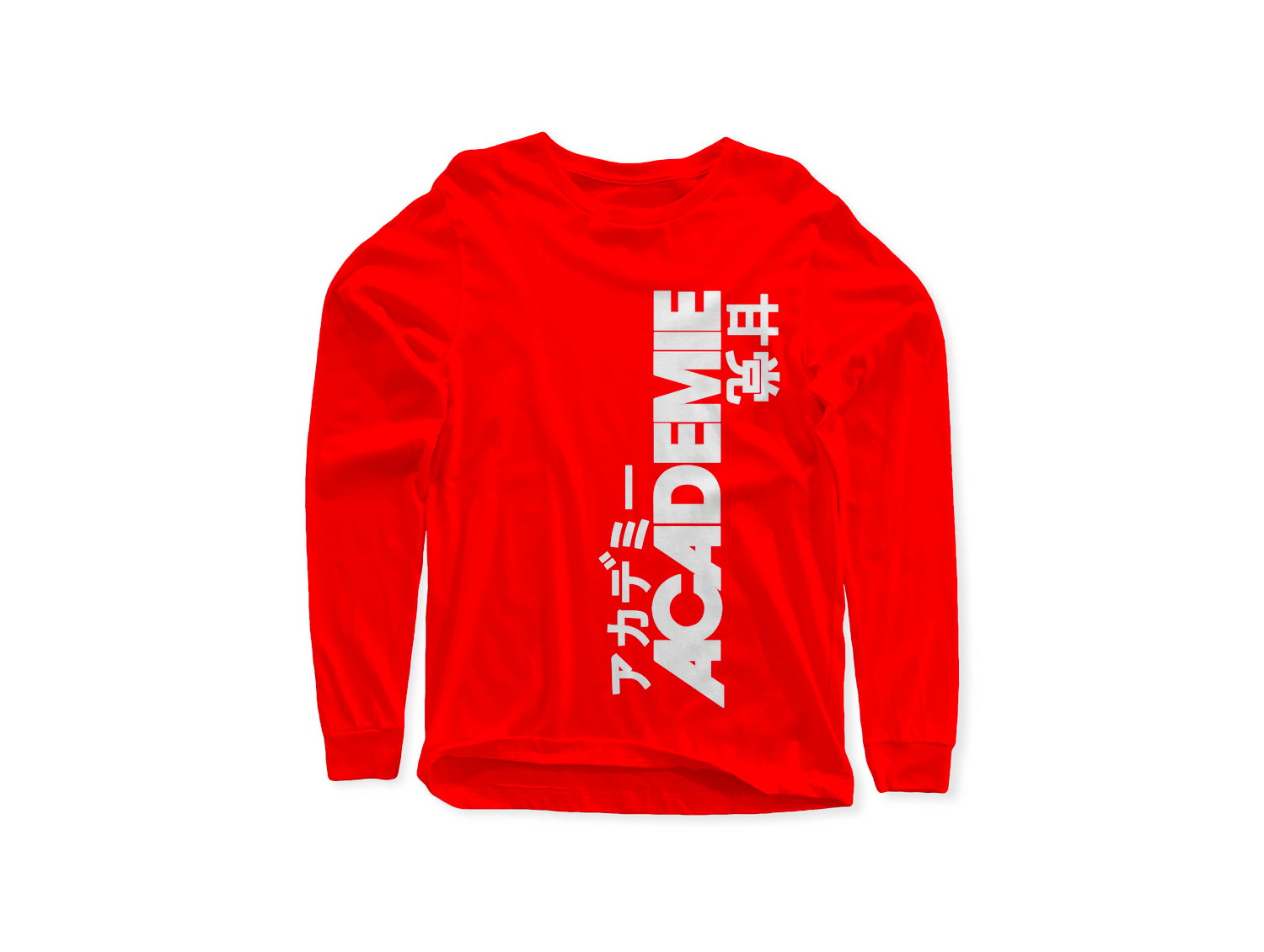 Image of ACADEMIE AMATO VERT LONG SLEEVE TEE RED W/ WHITE