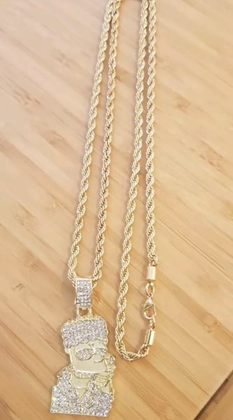 Image of (Limited Edition) 18k Gold Plated Bart Simpson Pendant w/ Rope Chain 