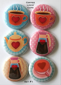 Image 1 of Coffee Lovin' Cups Flair Buttons