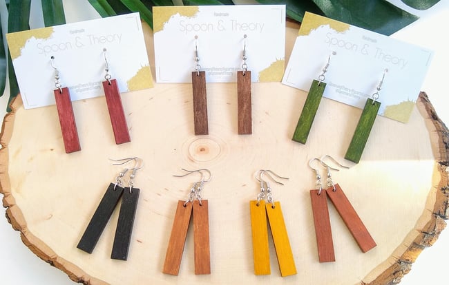 Luna Minimalist Wood Earrings