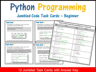 Image of Python Programming–Jumbled Code Task Cards (Beginner) Coding Unplugged Activity