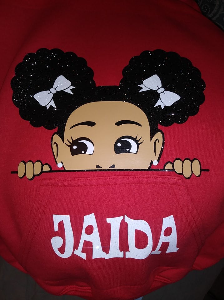 Image of HALEY PEEKABOO HOODIE (TWO PONYTAILS WITH HAIRBOWS)