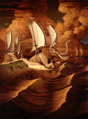 Image of 'Elephants' canvas print 16" X 20"