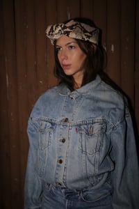Image 1 of GENUINE LEATHERSNAKE EMBOSSED TURBAN HEADBAND