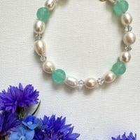 Image 2 of Chalcedony & Pearl Bracelet