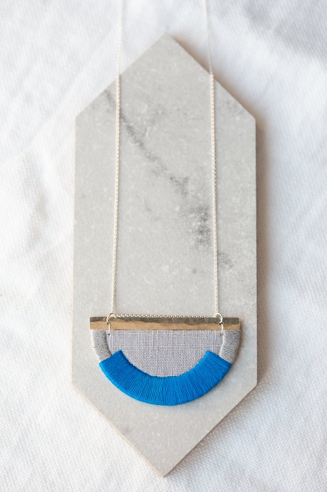 Image of CRAVEN necklace in Cobalt Blue and Soft Grey with Silver
