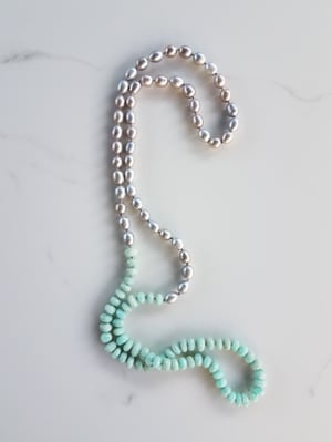 Silver Pearl & Amazonite Helix Necklace 