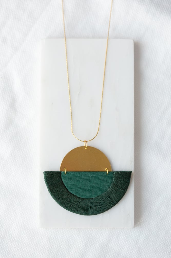 Image of LUNA semi-circle pendant in Forest