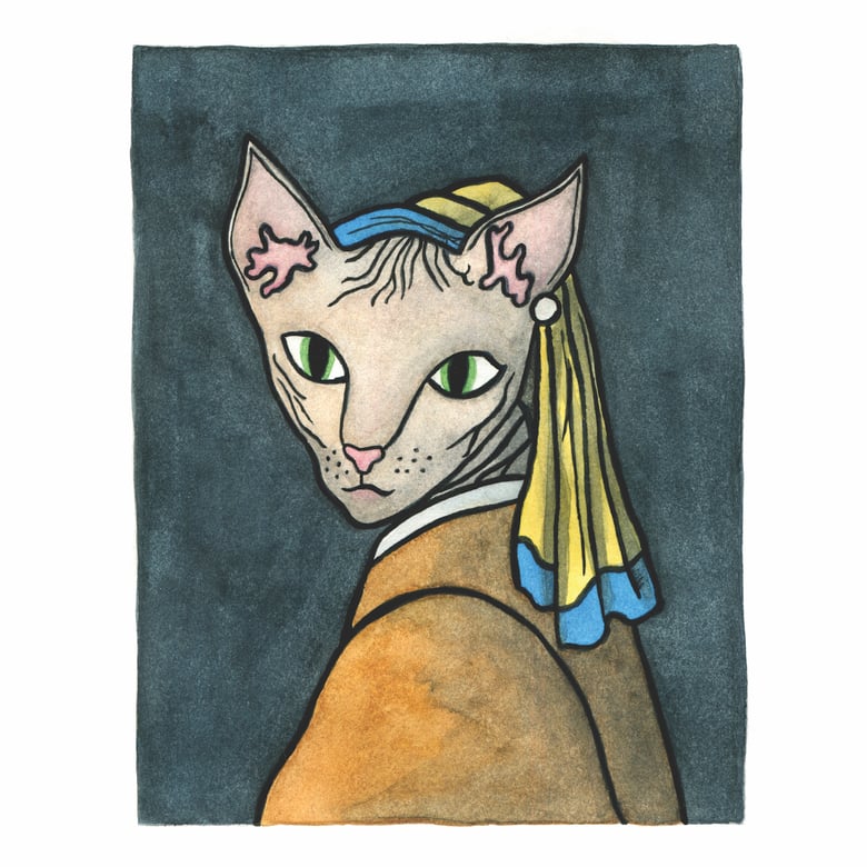 Image of Hairless Cat with the Pearl Earring
