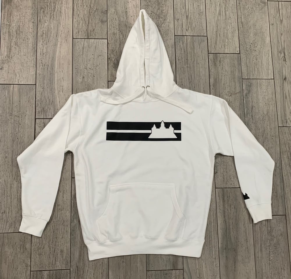 Image of White/Cream Double Striped Hoodie