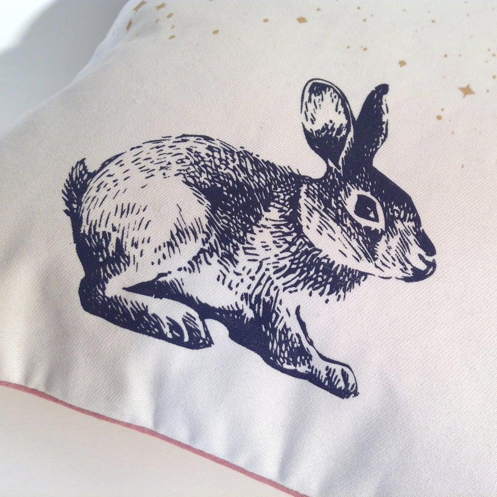 Image of Housse de coussin - Rabbit in the stars