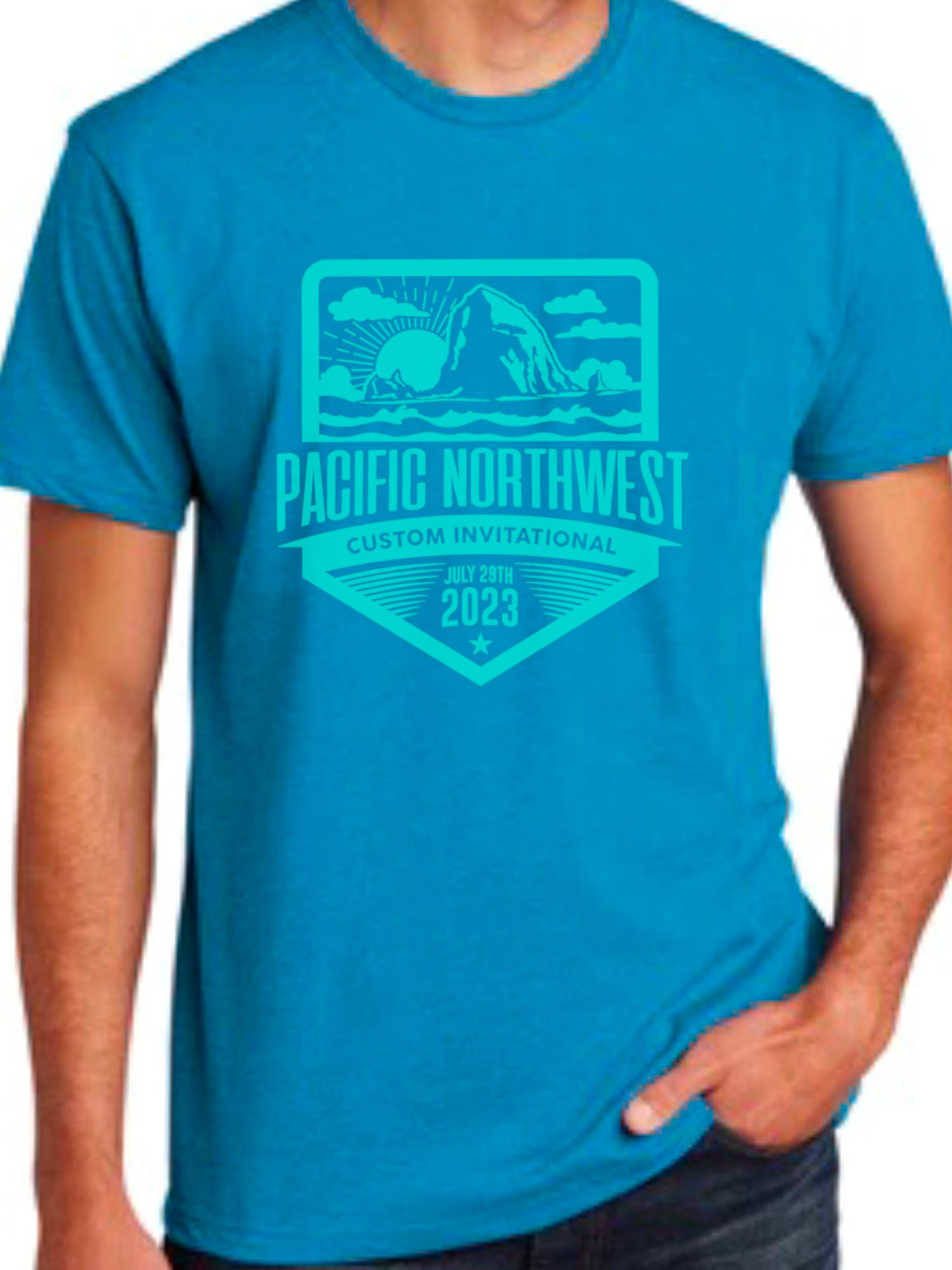 Image of PNWCI tee- Turquoise w Sea Green ink