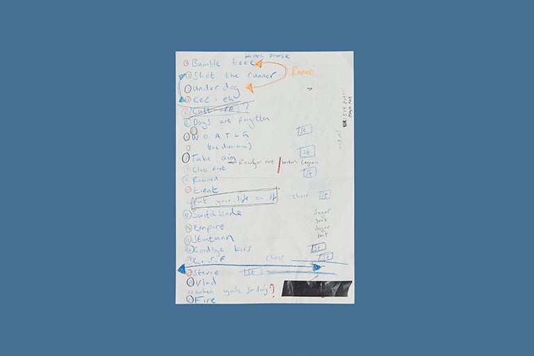 SERGIO'S HANDWRITTEN KING POWER SET LIST