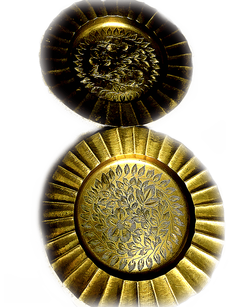 Image of Vintage Anglo-India Palace/Brass Floral- HandEtched Plates 