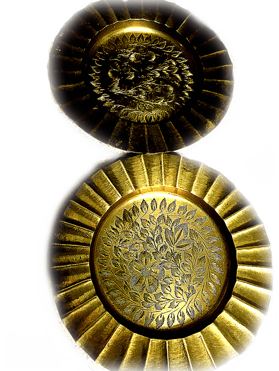 Image of Vintage Anglo-India Palace/Brass Floral- HandEtched Plates 
