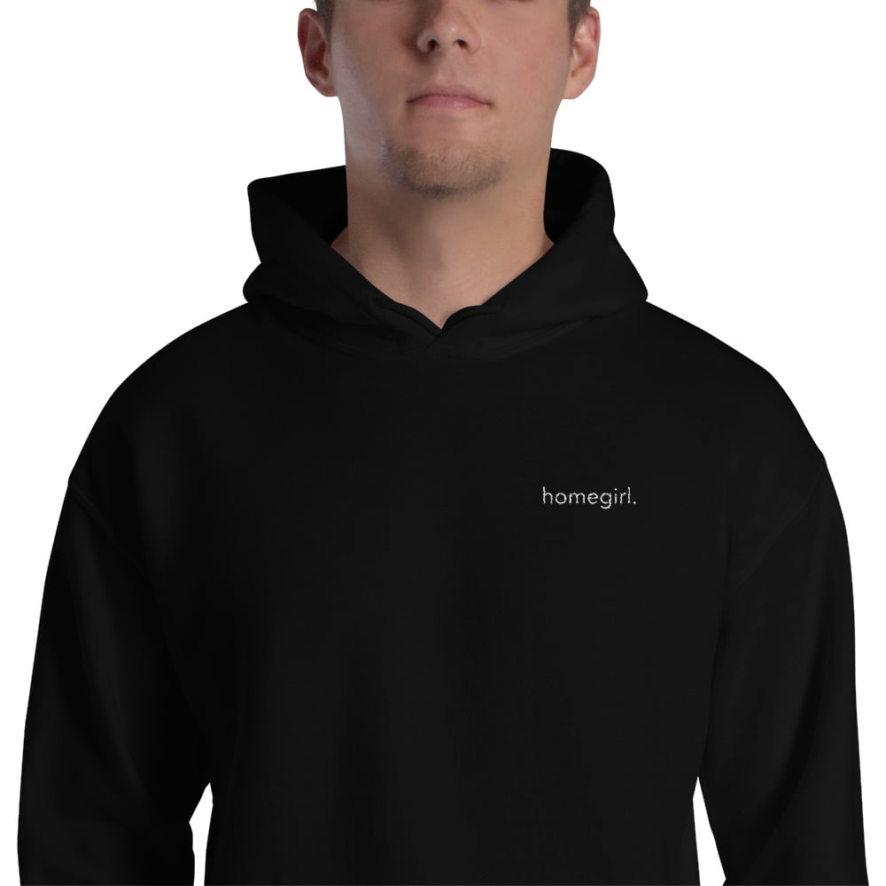 Image of Hooded Sweatshirt (Embroidered Pocket) - White Print