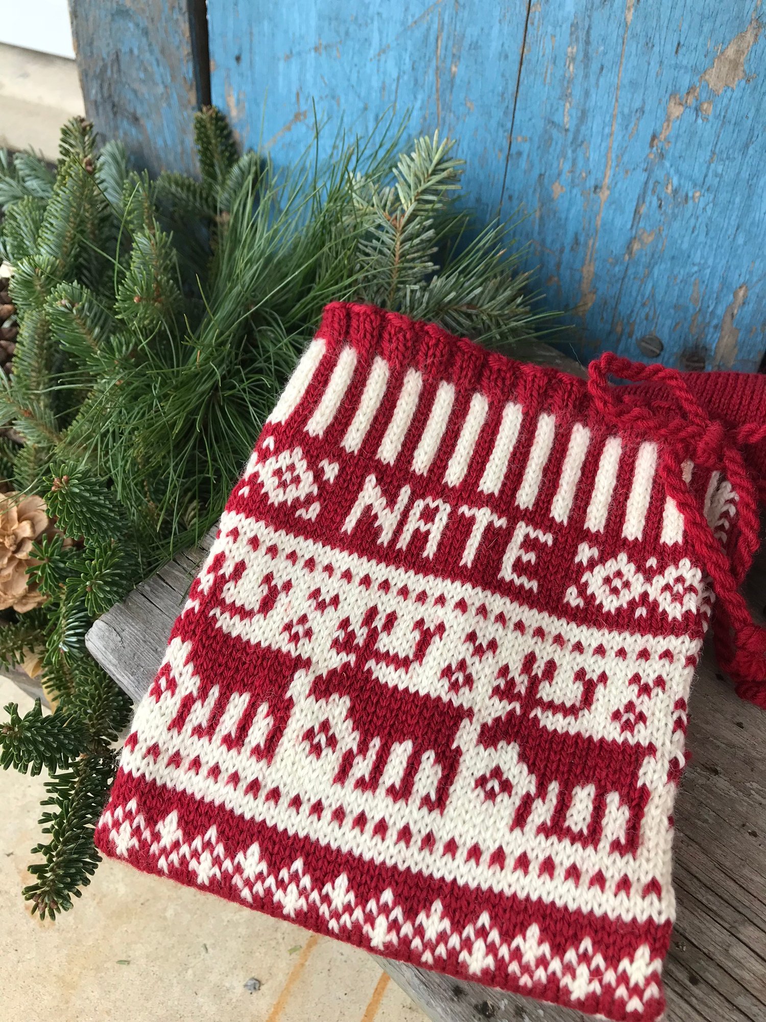 Image of Reindeer Christmas Stocking (two color)