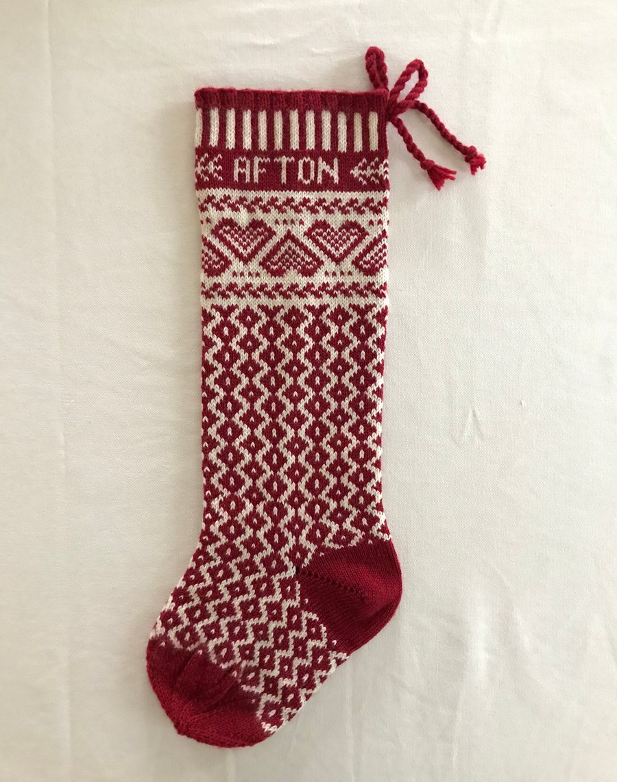 Image of Hearts Christmas Stocking (two color)