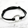 Personalised Circle sterling silver Leather Bracelet