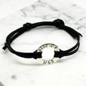 Personalised Circle sterling silver Leather Bracelet