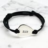 Personalised Guitar pick sterling silver leather bracelet