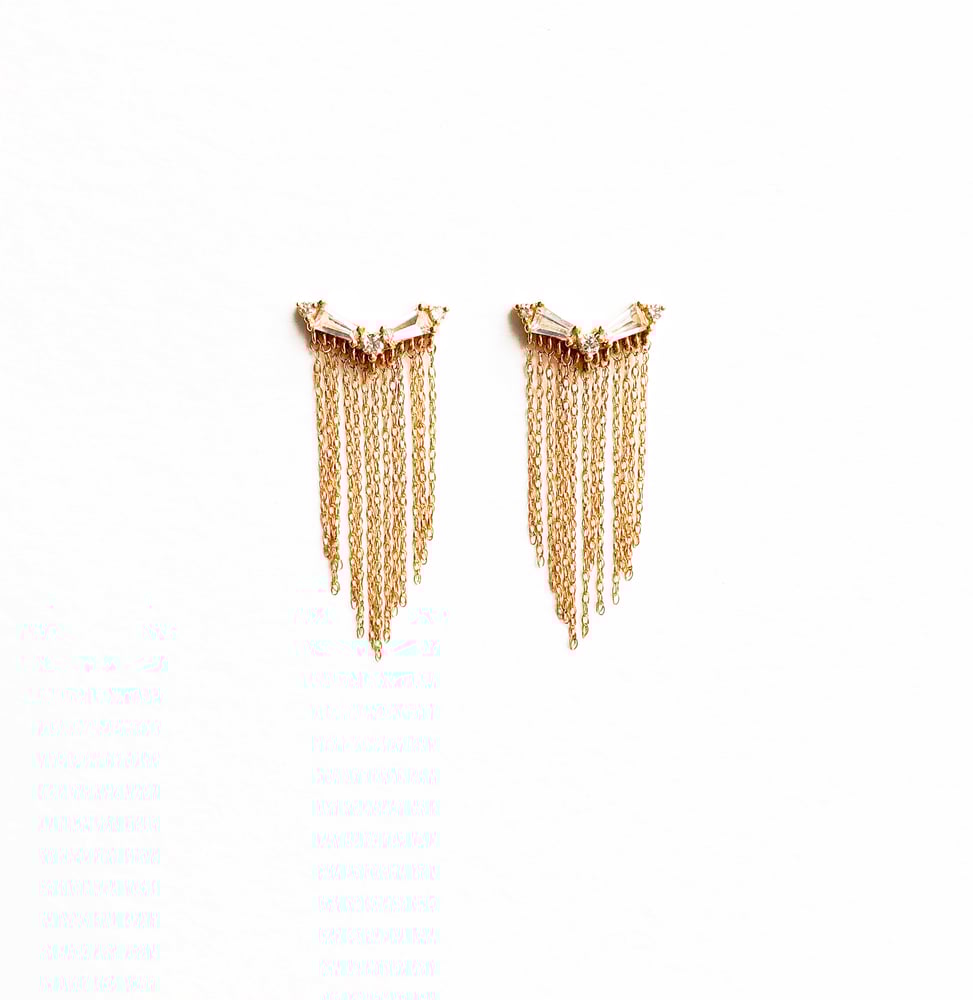 Image of Deco Baguette Fringe Earring