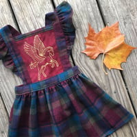 Image 1 of Pegasus Pinafore and Pixie bonnet set