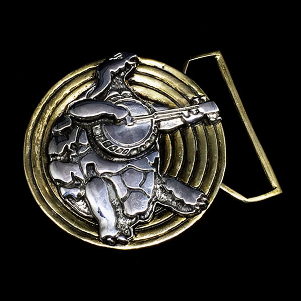 Image of Terrapin Turtle Belt Buckle Cast in Yellow Brass and Sterling Silver