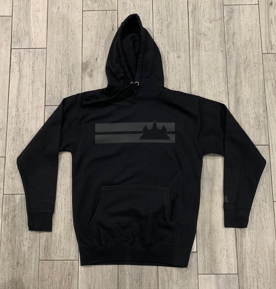 Image of Black on Black Double Striped Hoodie