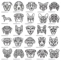 Geometric Dog Head Wall Art - Laser Cut - Various Breeds & Colours