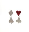 {NEW} Wonderland Playing Card Enamel Heart Suit Earrings