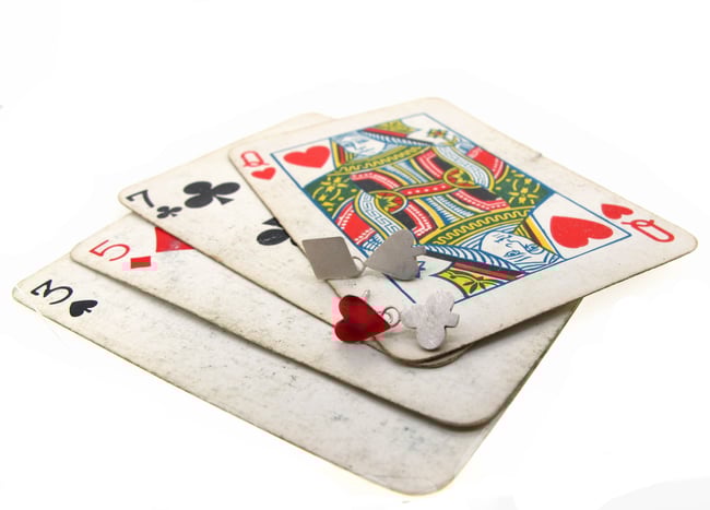 {NEW} Wonderland Playing Card Enamel Heart Suit Earrings