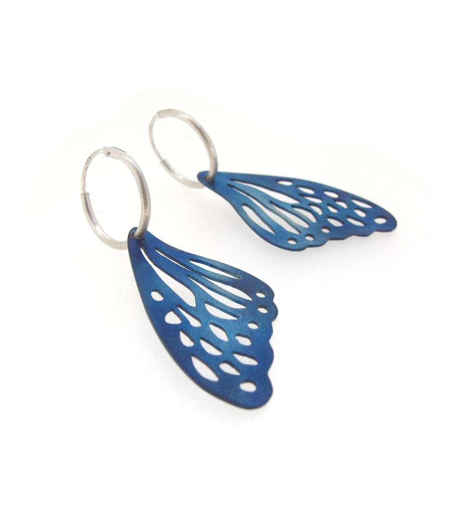 Image of {NEW} Springtime Butterfly Wing Hoop Earrings