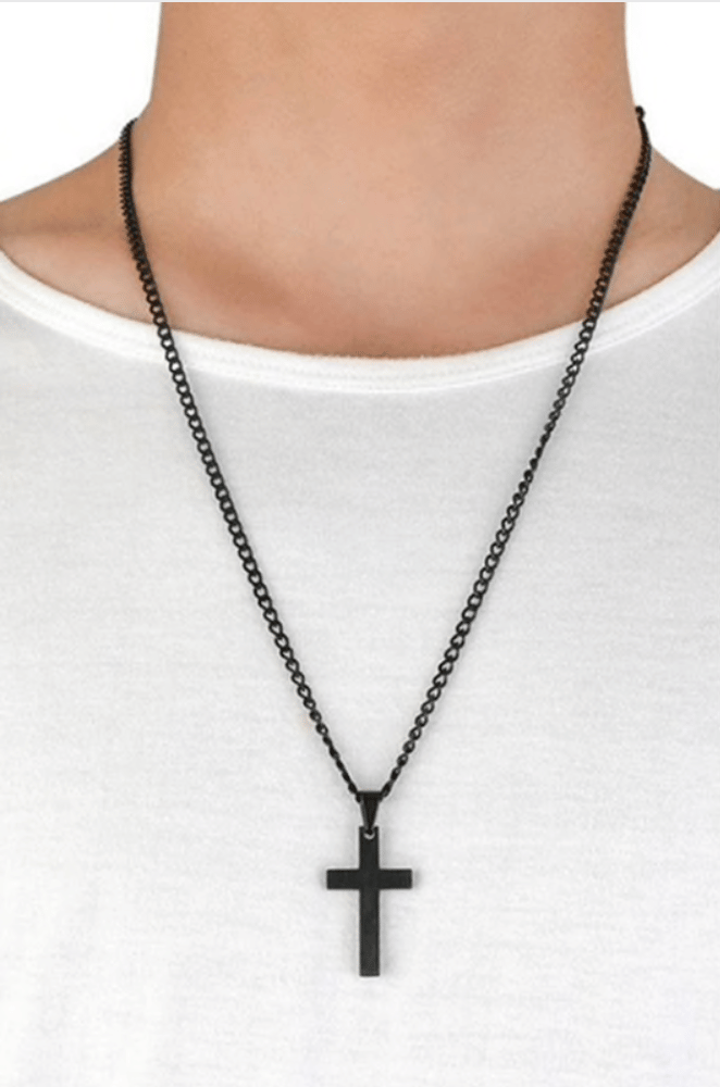 Image of Plated Cuban Link Chain w/ High Polished Stainless Steel Cross Pendant (30mm x 50mm)