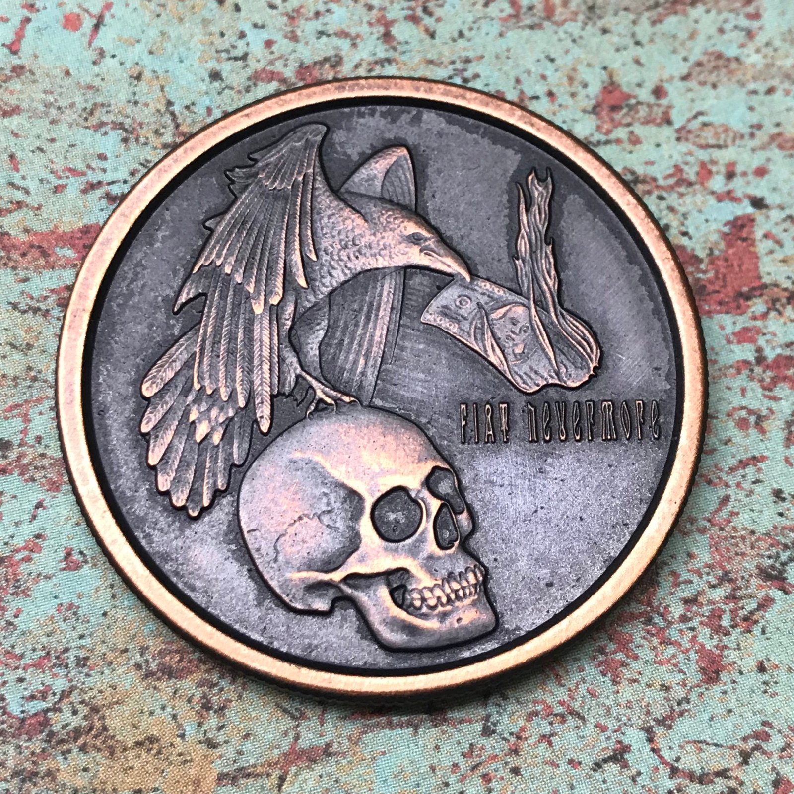 copper memento mori coin