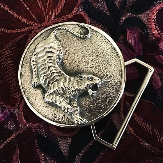 Image of The Tiger Belt Buckle Cast in White Brass