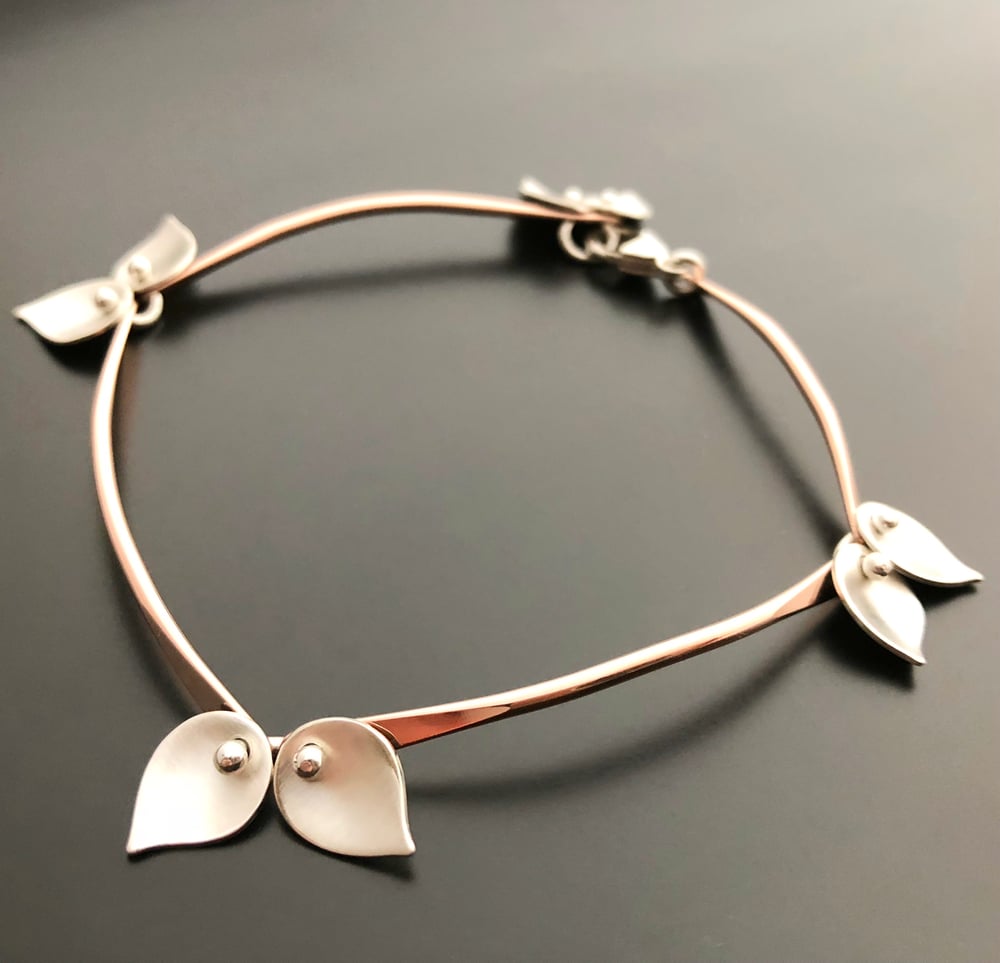 Image of Small Leaves Bracelet - Rose Gold Filled, Yellow Gold Filled or Oxidized Sterling Silver