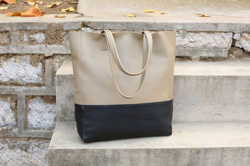 Image of Full Grain Leather Tote Bag, Leather Shopper Bag, Women Leather Bag, Shoulder Bag, Diaper Bag