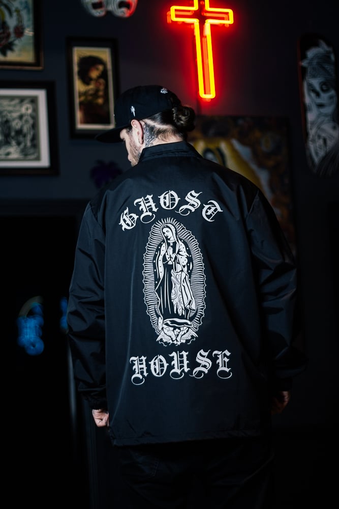 Image of Ghost House Coach Jacket - Black with White Print