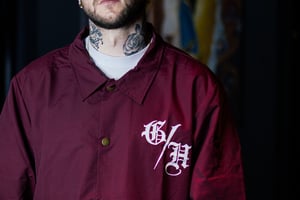 Image of Ghost House Coach Jacket - Maroon with White Print