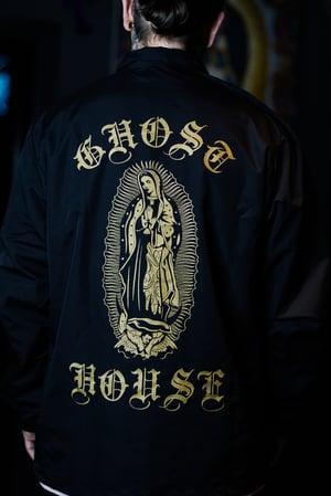 Image of Ghost House Coach Jacket - Black with Gold Print