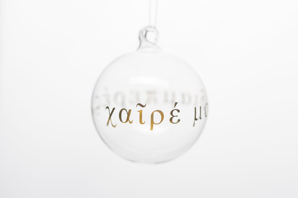 Image of "Be glad..." 7cm Christmas tree ball with gold inscription