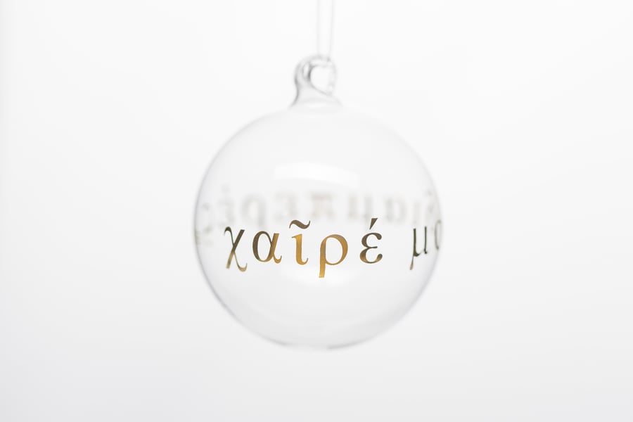 Image of "Be glad..."  7cm Christmas tree ball with gold inscription
